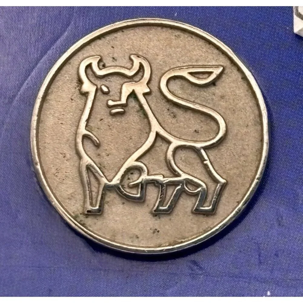 Vintage Silver Metal Bull Cufflinks With Detailed Design Bull market Taurus